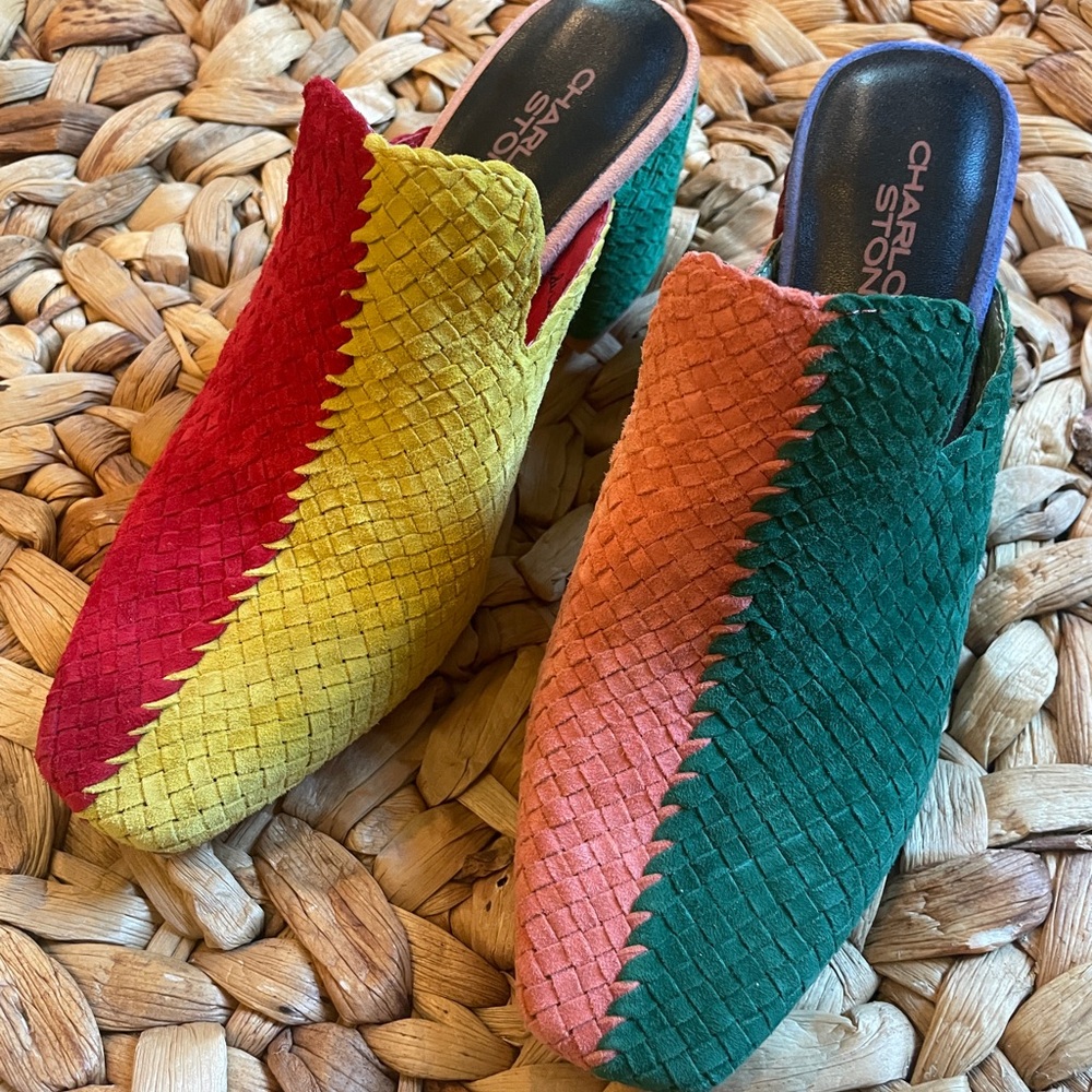 Charlotte Stone Colorful Woven Mules